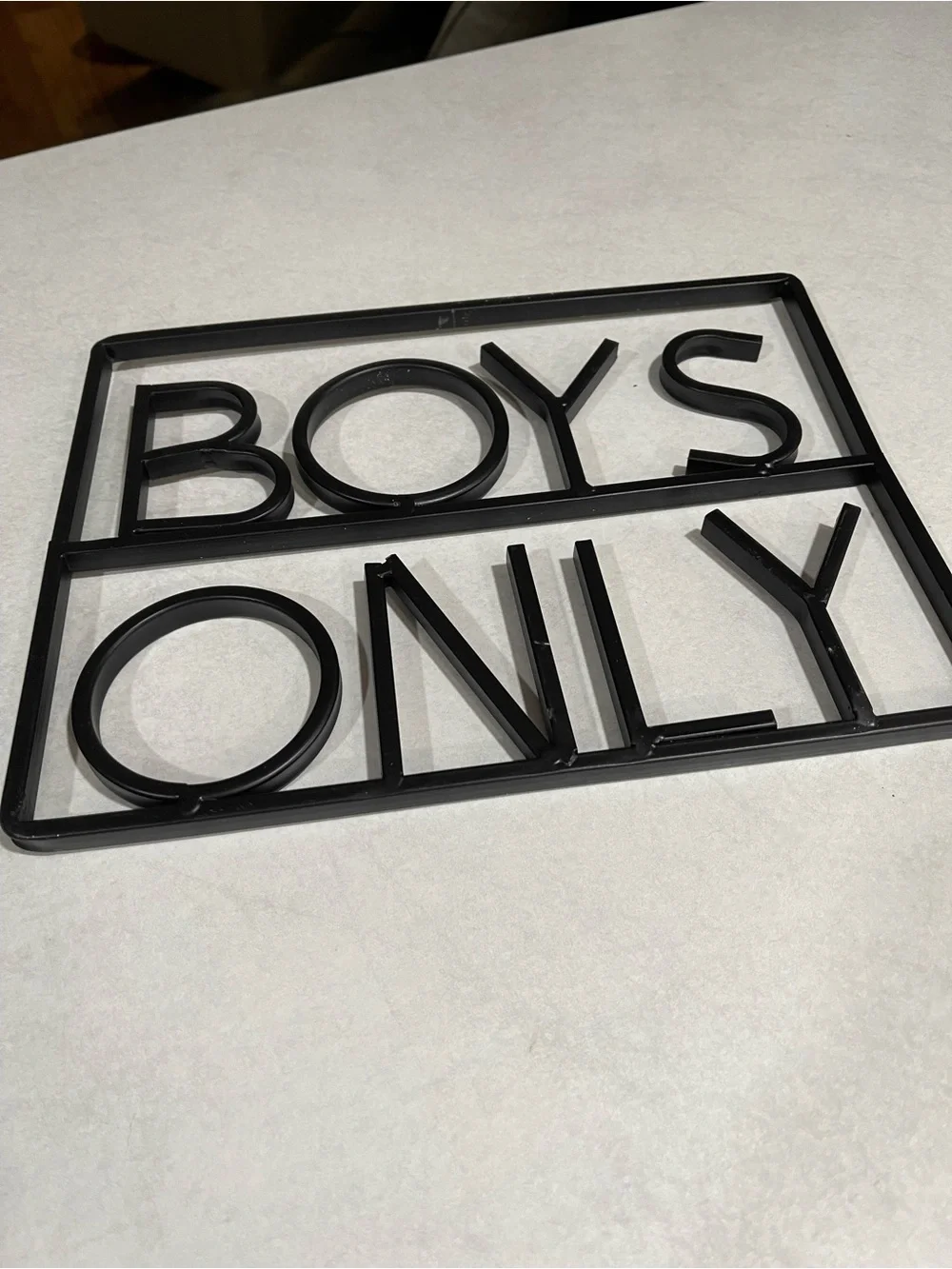 BOYS ONLY Black Wall Sign - Modern Metal Home Wall Decor